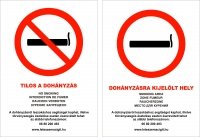 Dohányosni tilos és Dohányzásra kijelölt hely matrica, vagy tábla